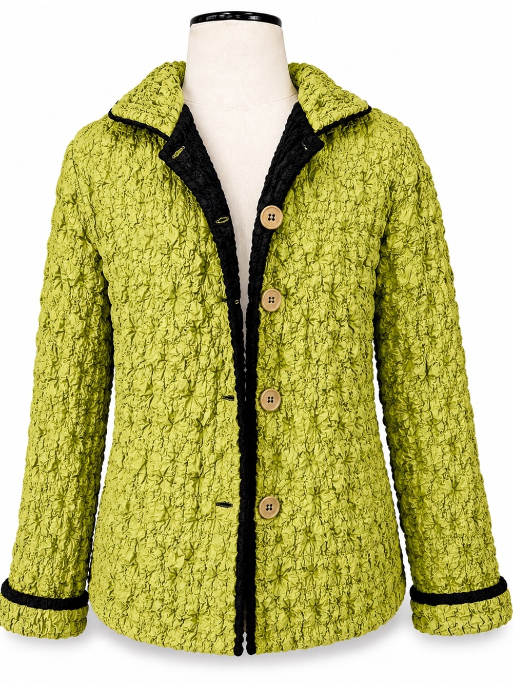Textured Reversible Crinkle Jacket Black Lime Green Floral Artwear Large by UBU